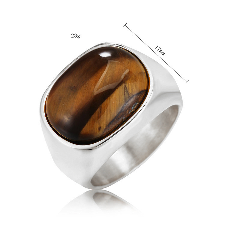 Nhẫn titan đính đá Mắt Hổ JAMS không gỉ cao cấp unisex