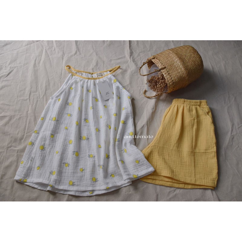 Đồ bộ mặc nhà yếm hai dây vintage chất vải Xô Muslin - and.tomato