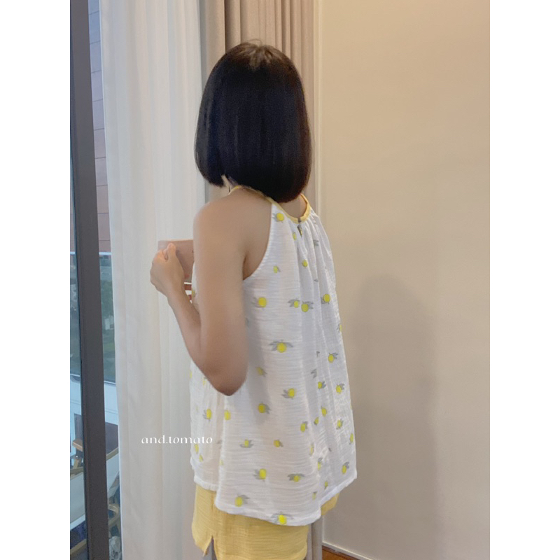 Đồ bộ mặc nhà yếm hai dây vintage chất vải Xô Muslin - and.tomato
