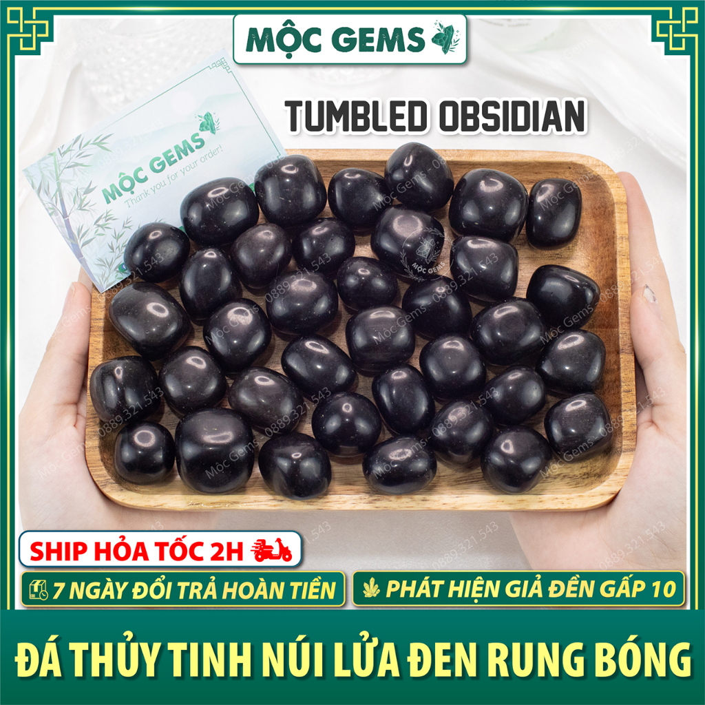 Đá Thủy Tinh Núi Lửa Đen Rung Bóng (Obsidian), Dùng Trang Trí Nhà Cửa, Làm Đồ Decor, Thanh Tẩy Năng Lượng