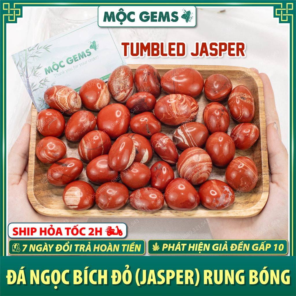Đá Thanh Tẩy Jasper Đỏ Rung Bóng, Dùng Trang Trí Nhà Cửa, Làm Đồ Decor, Thanh Tẩy Năng Lượng