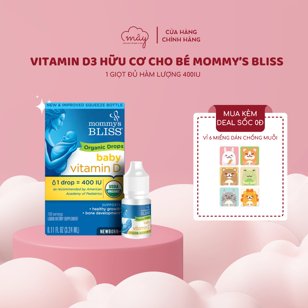 [Hàng Air - Chính hãng]Vitamin D3 hữu cơ cho bé từ sơ sinh Mommy’s Bliss