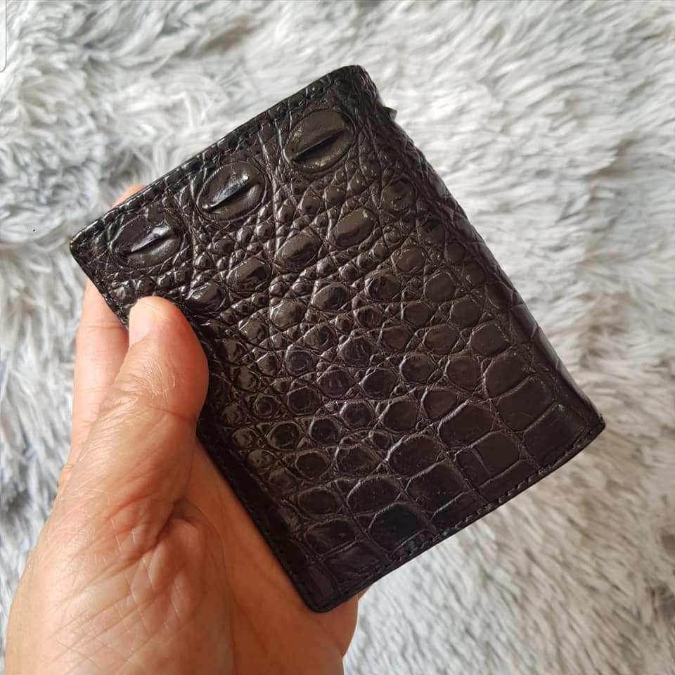Ví Da Cá Sấu Dáng Đứng | Ví Da Cá Sấu Bụng 1 Mặt | Ví Da Cá Sấu Nguyên Tấm | Đen Và Nâu | Bảo Hành 24 Tháng.