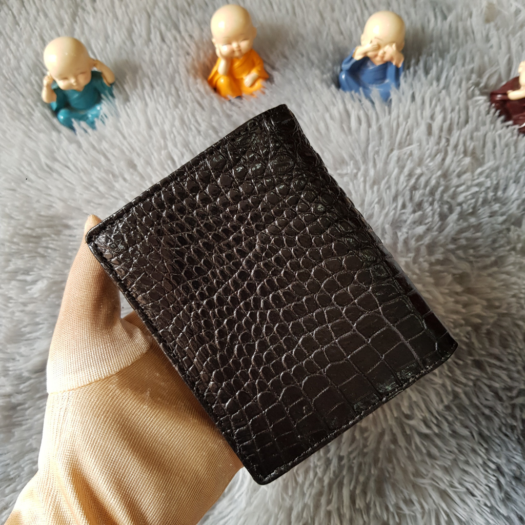 Ví Da Cá Sấu Dáng Đứng | Ví Da Cá Sấu Bụng 1 Mặt | Ví Da Cá Sấu Nguyên Tấm | Đen Và Nâu | Bảo Hành 24 Tháng.