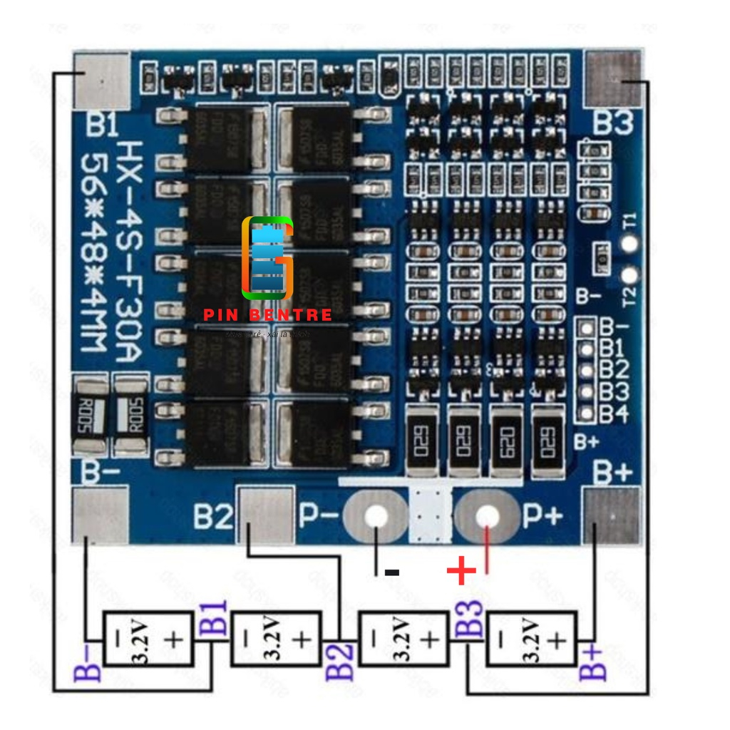 Mạch 4S - 30A Sạc cân bằng và bảo vệ Pin Sắt LiFePO4 3.2V