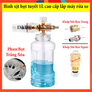 Bình xịt bọt tuyết 1L cao cấp lắp máy rửa xe mini, máy rửa xe gia đình, máy rửa xe áp lực cao, máy rửa xe dây đai Curoa