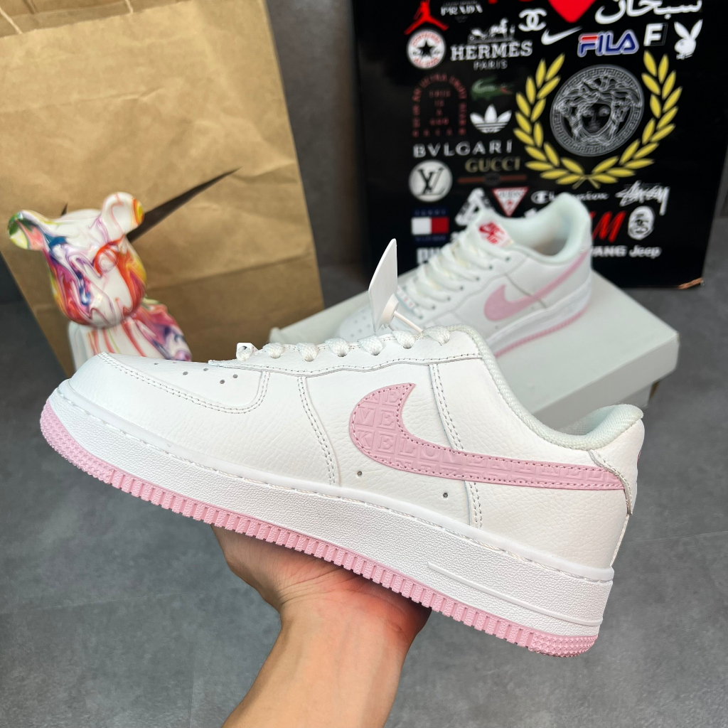 Giày _nike air force 1 pink love vệt hồng, giày sneaker hàng chuẩn trung full box + bill
