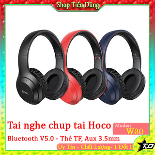 Tai nghe chụp tai Hoco W30 hỗ trợ bluetooth V5.0 thẻ nhớ TF và cổng AUX 3.5