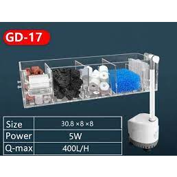 Lọc tràn trên jennica kèm máy bơm GD16, GD17, GD18 có móc treo tiện lợi, có thể gác trên miệng hoặc treo bên thành bể