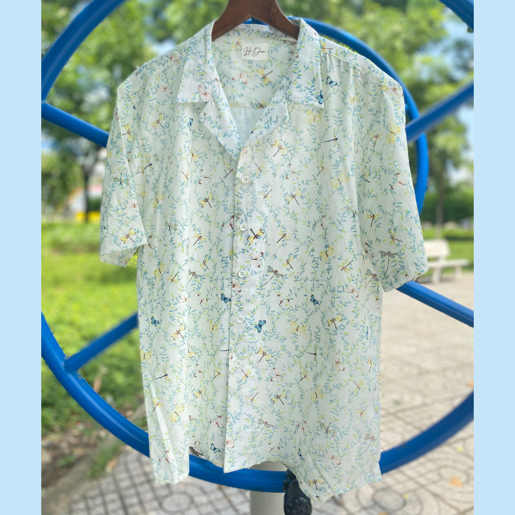 Áo Sơ Mi Unisex Nam Họa Tiết Cuban Shirt - Colorful Dragonfly