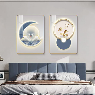 Tranh Treo Tường Tráng Gương treo phòng ngủ/ phòng khách/ treo đầu giường/ hoa Lá chim công Thiên Nga hạnh phúc.
