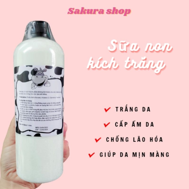 Ủ sữa non CON BÒ kích trắng da toàn thân 500ml