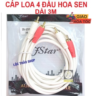 Cáp loa AV 4 đầu bông sen dài 3M JStar Honjianda - Cáp loa 2 AV ra 2 AV - 2 RCA To 2 RCA Audio Cable