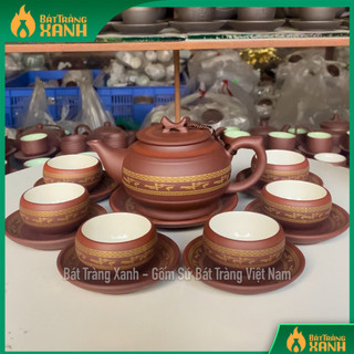 Bộ ấm tử sa bát tràng trống đồng lạc việt - nnưt vương mạnh tuấn - ấm chén tử sa bát tràng