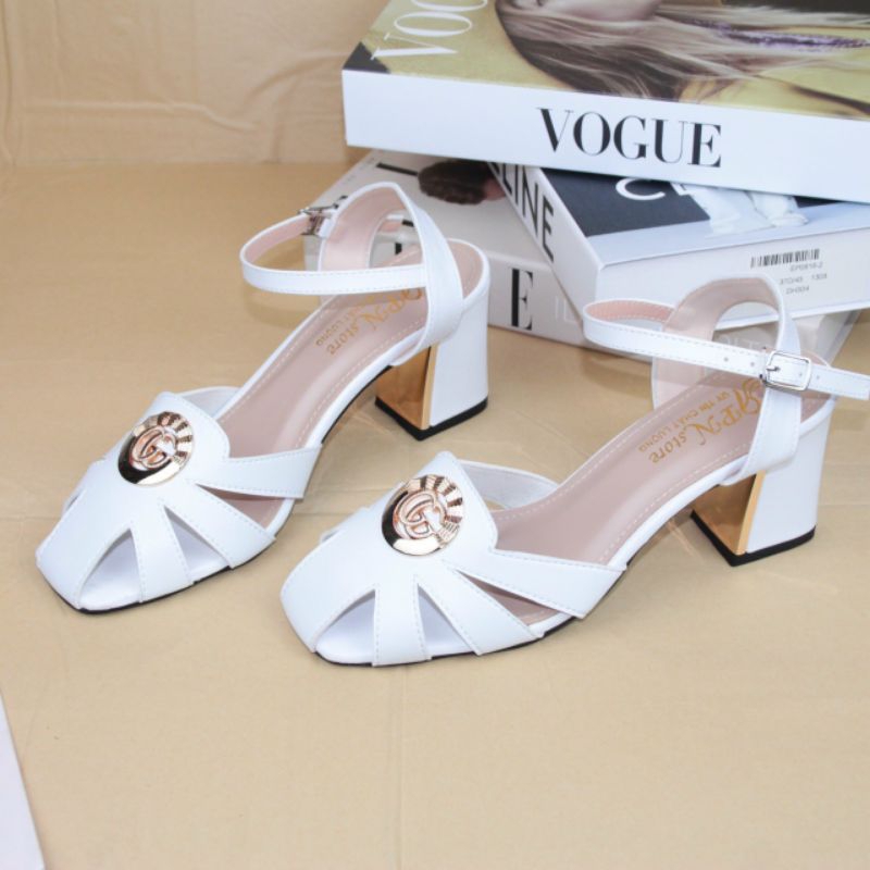 Giày SANDAL Bít Mũi Gót Vuông Đế Cao 7p, mẫu mới sang chảnh