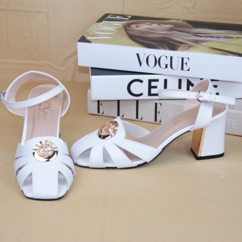 Giày SANDAL Bít Mũi Gót Vuông Đế Cao 7p, mẫu mới sang chảnh