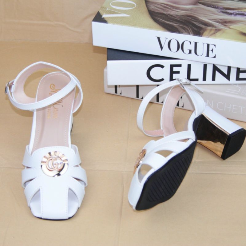 Giày SANDAL Bít Mũi Gót Vuông Đế Cao 7p, mẫu mới sang chảnh