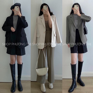 Áo blazer - Áo vest nữ dài tay 1 NÚT thiết kế XẺ SAU phong cách Hàn Quốc (video/sẵn)