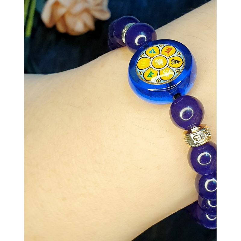 Vòng tay chú lăng nghiêm - lục tự pha lê tím Chalcedony