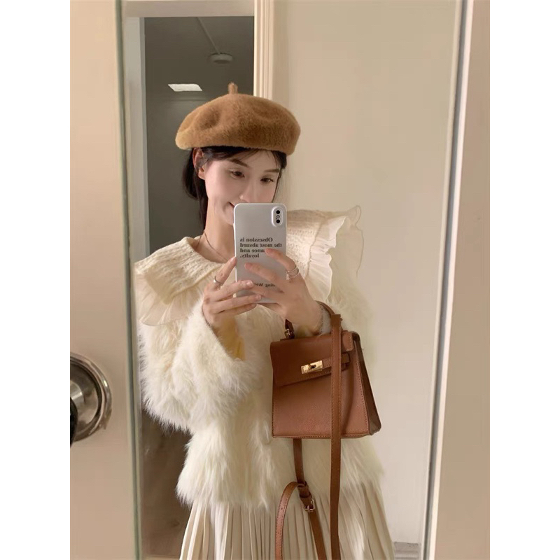 Áo khoác len lông cổ bèo tiểu thư hàng QCCC