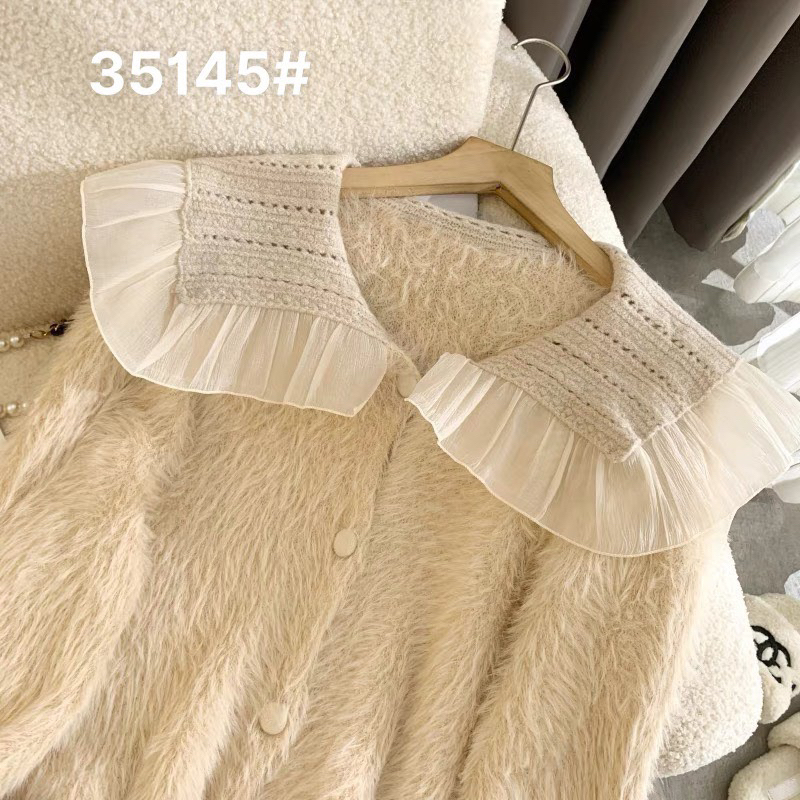 Áo khoác len lông cổ bèo tiểu thư hàng QCCC