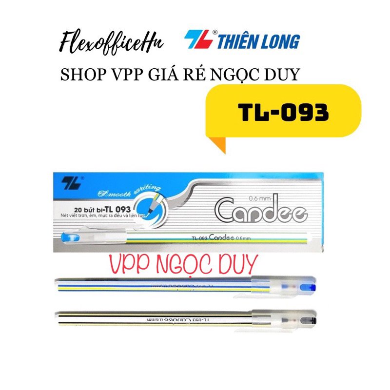 SỈ 20 BÚT BI NẾN THIÊN LONG TL-093 NÉT 0.6mm VIẾT TRƠN, ÊM, MỰC RA ĐỀU