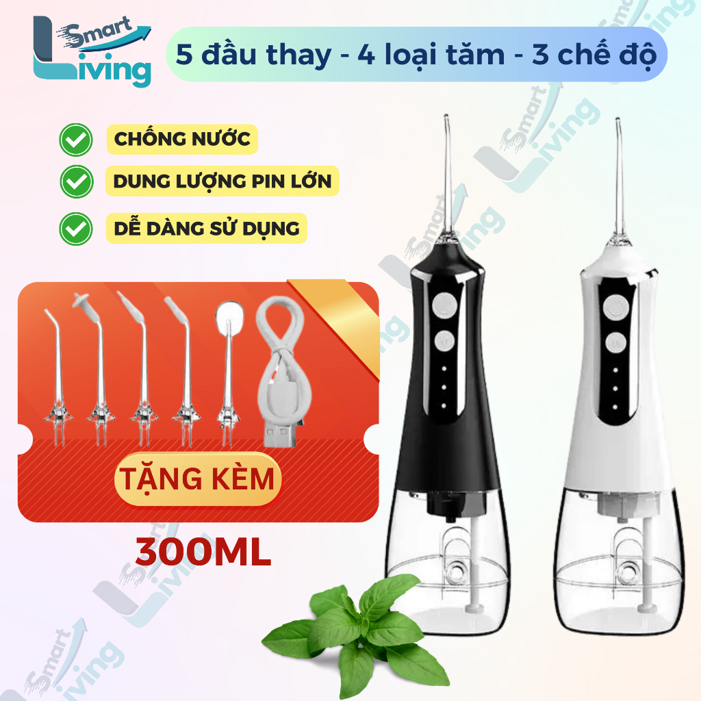 Máy tăm nước cầm tay KAW 300ml, bình xịt vệ sinh răng miệng, (mẫu mới) Cải tiến công nghệ tia nước sạch X4 Lần