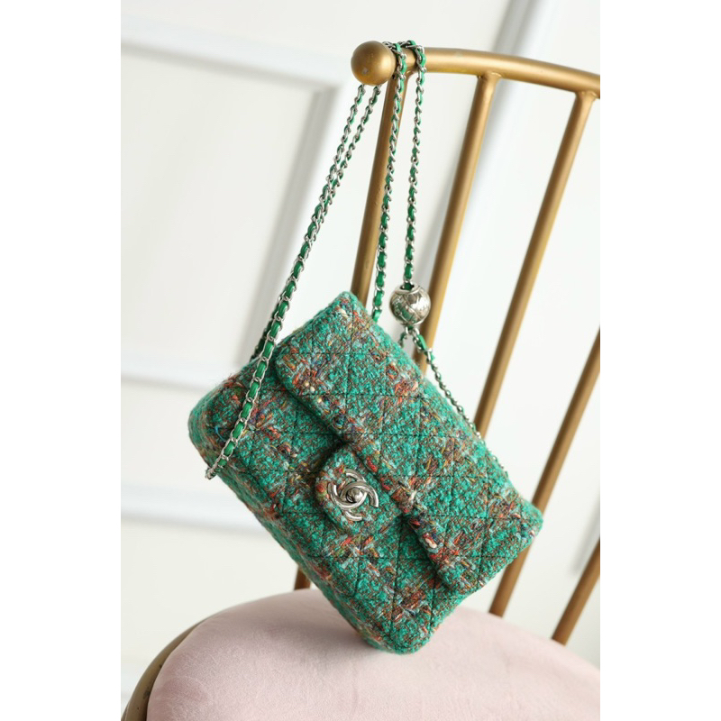 Túi đeo chéo Cha.nel classic tweed quả chuông size 21cm fullbox