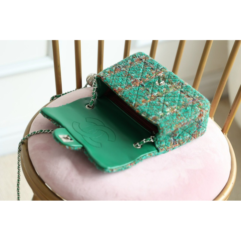 Túi đeo chéo Cha.nel classic tweed quả chuông size 21cm fullbox