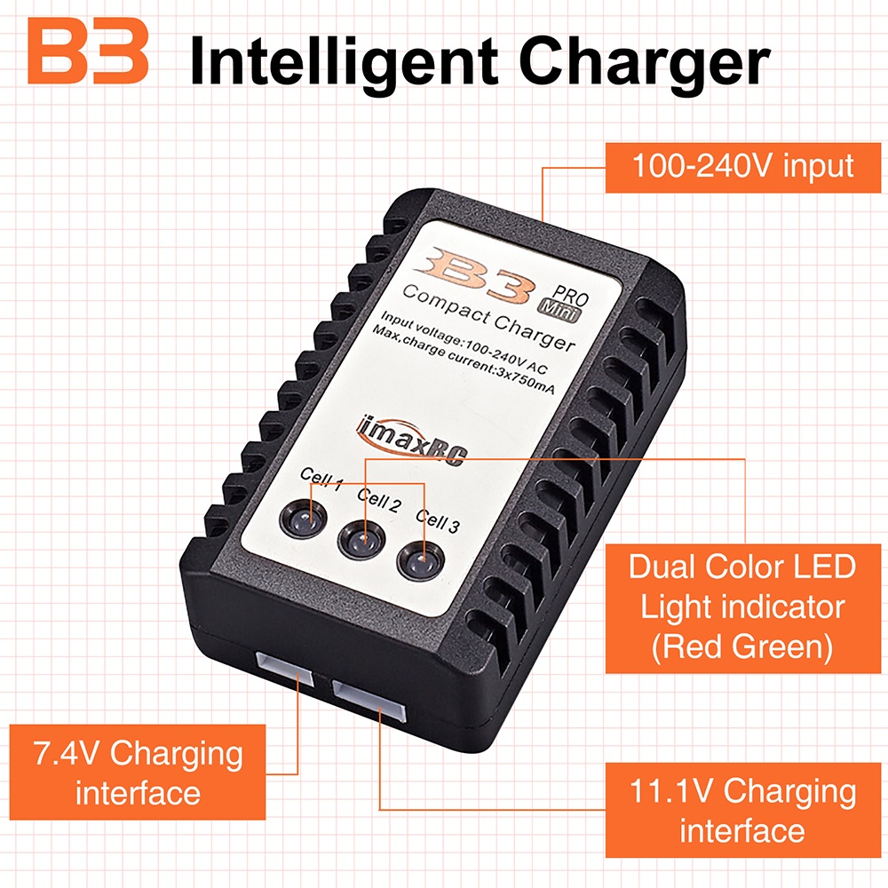 Bộ sạc Pin Cân Bằng B3 Pro AC dành cho Lipo Lithium 2S-3S 7.4 V 11.1 V LiPo