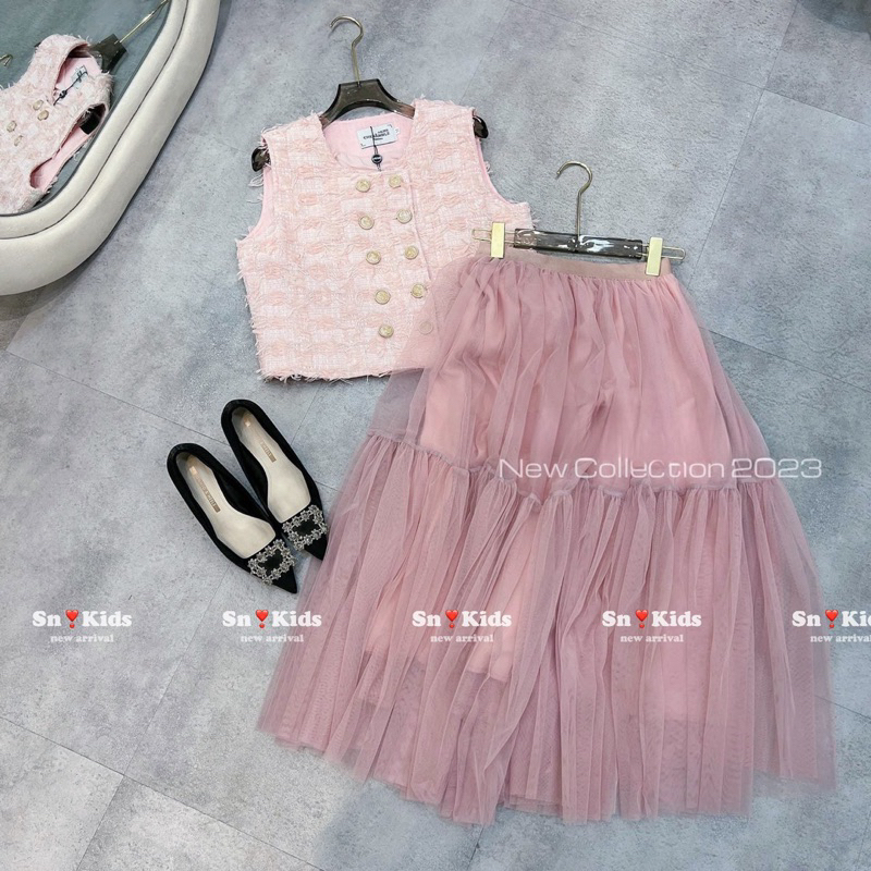 (10-32kg) sỉ set áo dạ mỏng 2 lớp, cv lưới có lót hàng đẹp bé gái Jane snkids