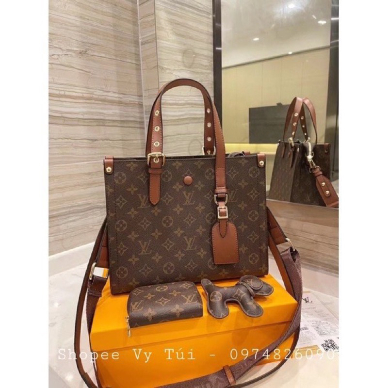 Túi L công sở full sét kèm ví và móc treo bản 2 lớp hộp siêu sang