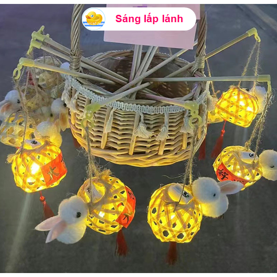 Lồng đèn thỏ giỏ tre trung thu siêu dễ thương