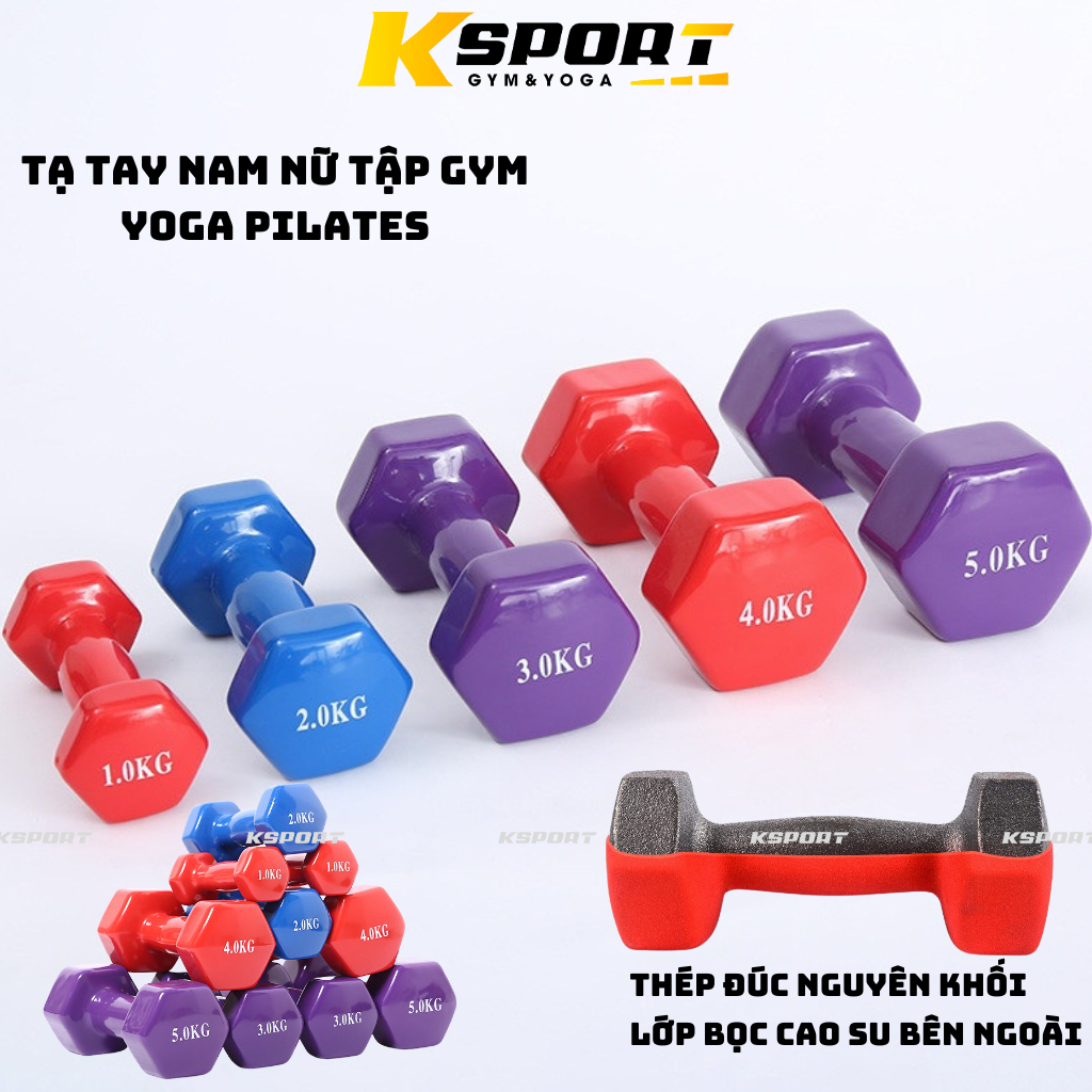 Tạ Tay, Tạ Tay Nam Nữ Lõi Gang Đặc Bọc Cao Su Tập Gym Yoga Pilates Thể Dục Tại Nhà ( 1-5kg )