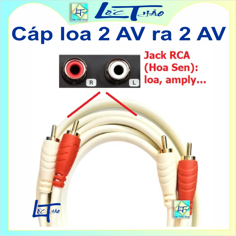 Cáp loa AV 4 đầu bông sen dài 1.8M 3M 5M 10M JStar Honjianda - Cáp loa 2 AV ra 2 AV - Dây loa AV 4 đầu Hoa sen