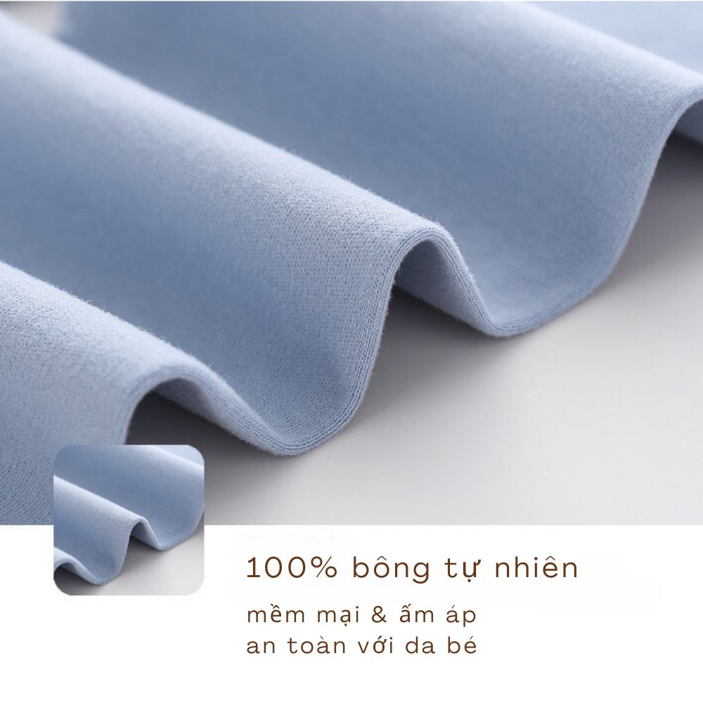 Bộ quần áo thu đông cài vai cho bé chất cotton dày mịn size từ 6-12kg BODV01