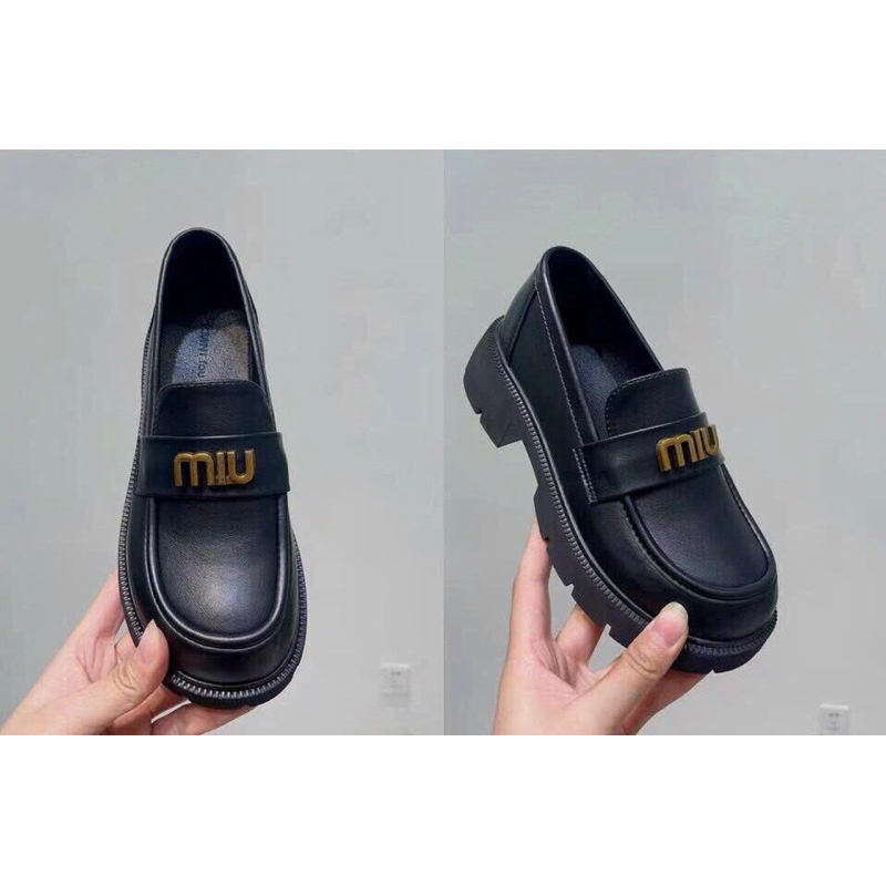 Giày Miu Lười Đế Răng Cưa 4p Tag Đồng Da Bóng Da Mờ