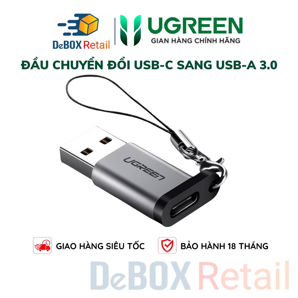Đầu chuyển đổi USB-C sang USB-A 3.0 UGREEN US276 | Hỗ trợ tốc độ 200MB/s | Kích thước gọn nhẹ | Bảo Hành 18 Tháng