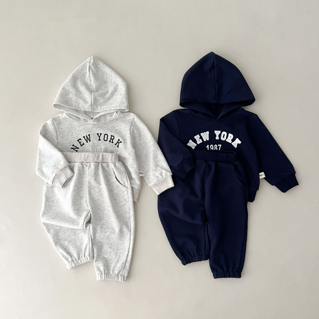 BỘ QUẦN ÁO NEW YORK CHẤT NỈ DA CÁ CHO BÉ TRAI BÉ GÁI MẶC THU ĐÔNG 8-18KG