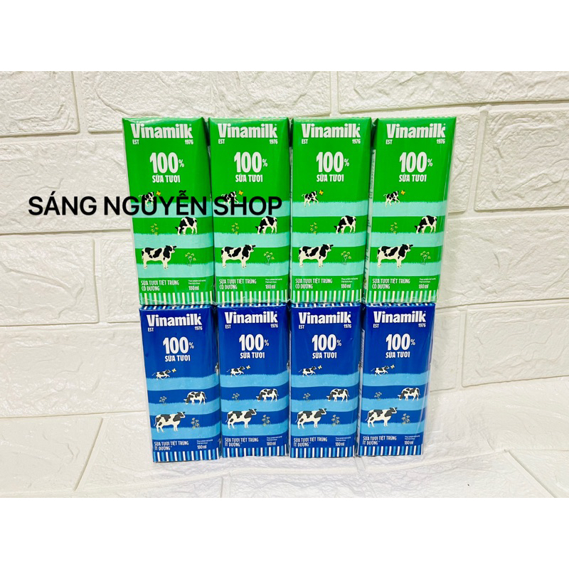 Lốc 4 Hộp Sữa Tươi Tiệt Trùng 100% Vinamilk Vị Dâu - Soocla - Có Đường - ít Đường x180ml