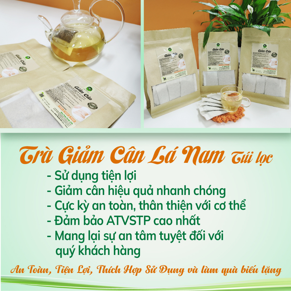 Trà giảm cân lá nam túi lọc, 100% thảo dược tự nhiên, liệu trình dùng trong 20 ngày, giảm tức tốc từ 2 đến 5 kg