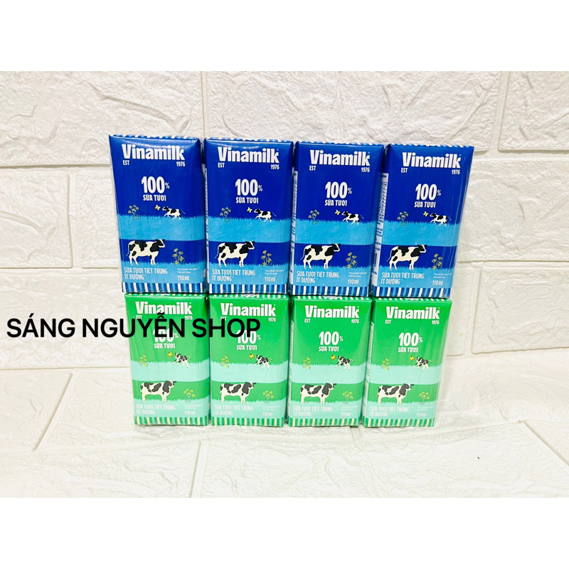Lốc 4 Hộp Sữa Tươi Vinamilk 100% Có Đường - Ít Đường x 110ml
