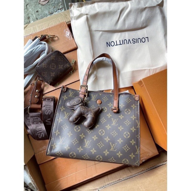 Túi L công sở full sét kèm ví và móc treo bản 2 lớp hộp siêu sang