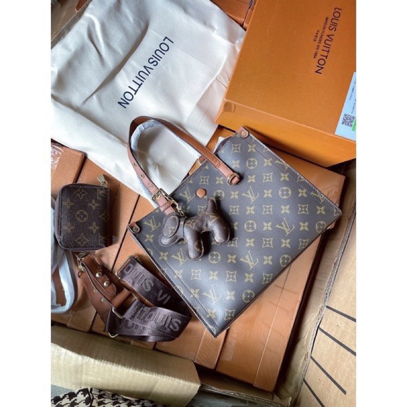 Túi L công sở full sét kèm ví và móc treo bản 2 lớp hộp siêu sang