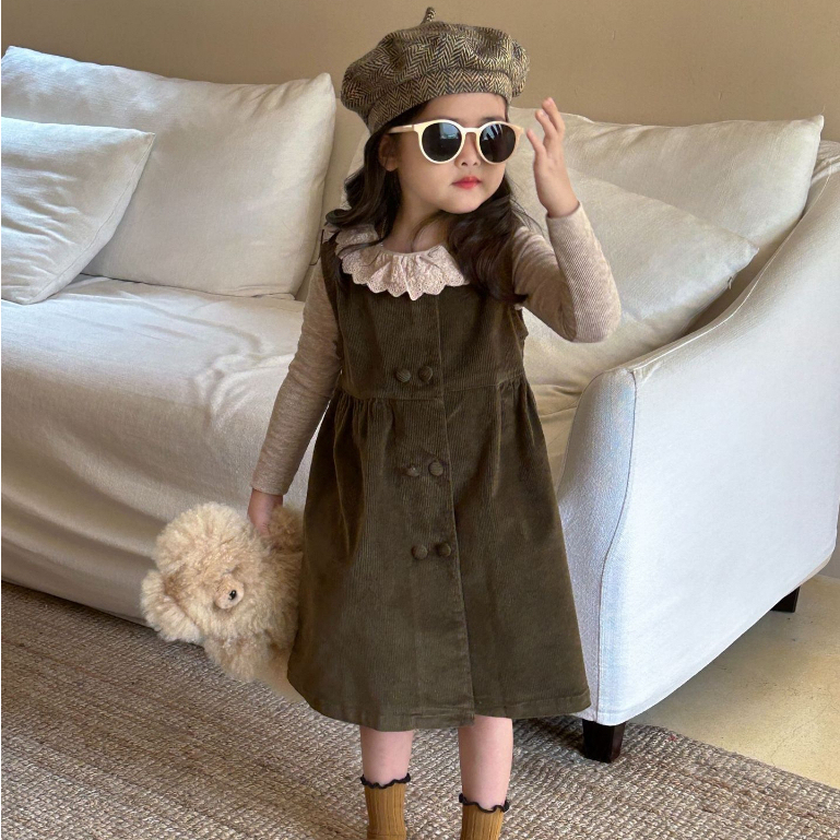 M18 HÀNG QCCC Set váy nhung phối ren bánh bèo tiểu thư cho bé gái hàng thời trang thu đông Hàn Quốc cao cấp 2023