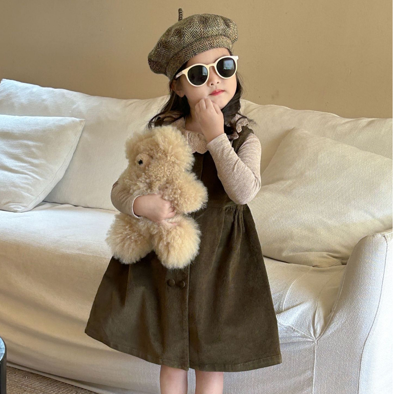 M18 HÀNG QCCC Set váy nhung phối ren bánh bèo tiểu thư cho bé gái hàng thời trang thu đông Hàn Quốc cao cấp 2023