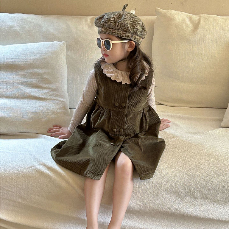 M18 HÀNG QCCC Set váy nhung phối ren bánh bèo tiểu thư cho bé gái hàng thời trang thu đông Hàn Quốc cao cấp 2023