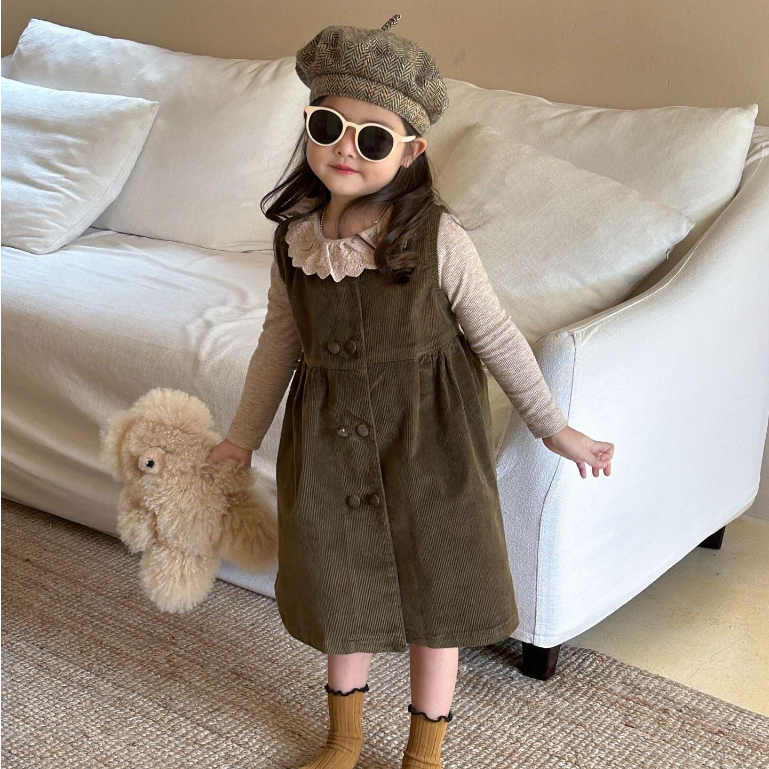 M18 HÀNG QCCC Set váy nhung phối ren bánh bèo tiểu thư cho bé gái hàng thời trang thu đông Hàn Quốc cao cấp 2023
