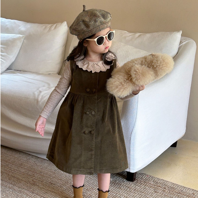 M18 HÀNG QCCC Set váy nhung phối ren bánh bèo tiểu thư cho bé gái hàng thời trang thu đông Hàn Quốc cao cấp 2023