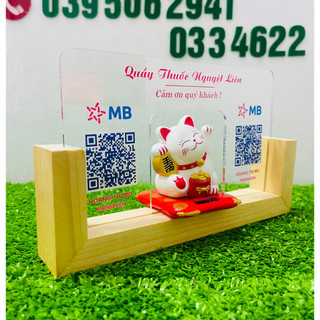 Mã QR mèo, QR Code, Bảng quét mã QR mica in theo yêu cầu, in mã qr để bàn đựng mèo thần tài vẫy tay chất liệu mica